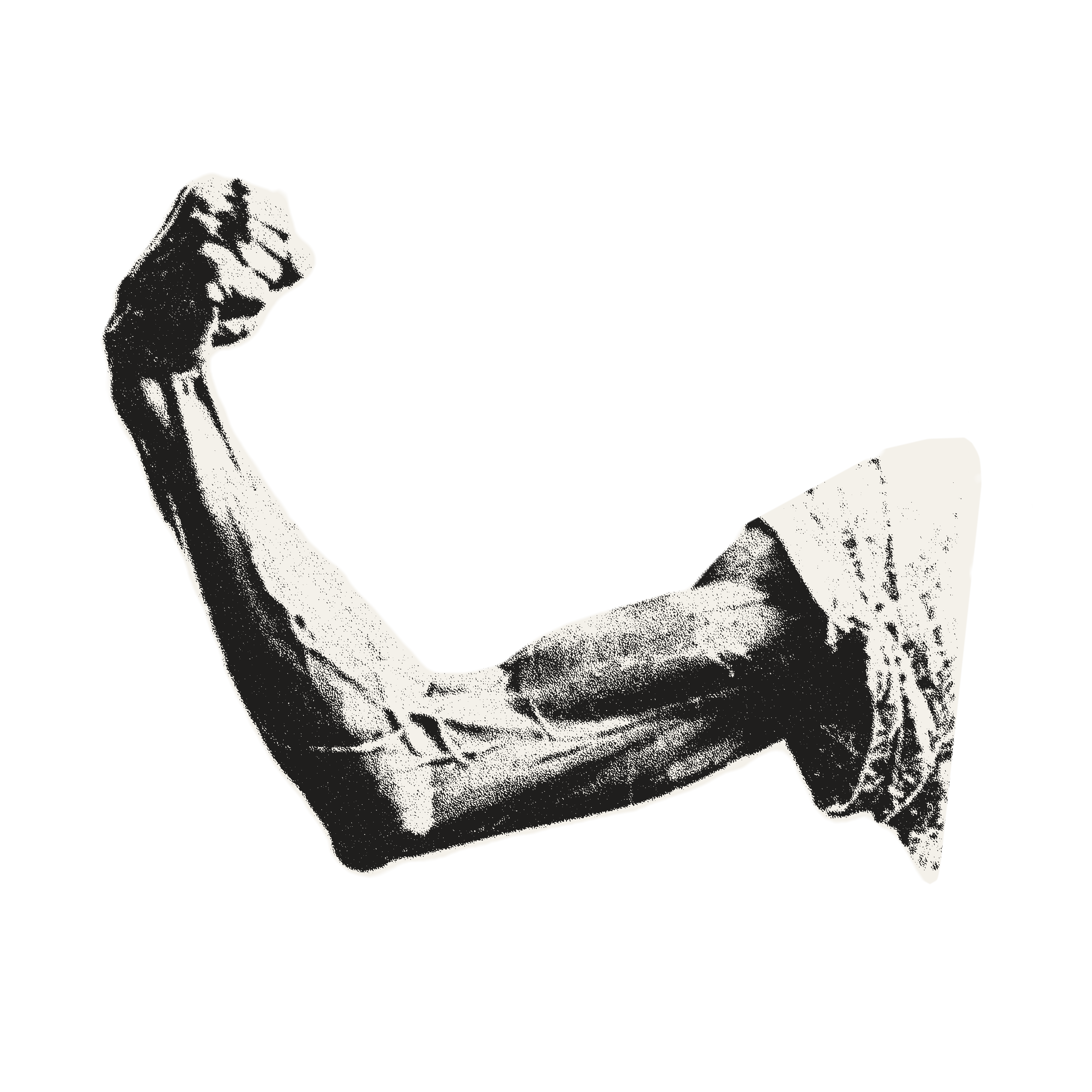 A thin, underdeveloped arm attempting a flex